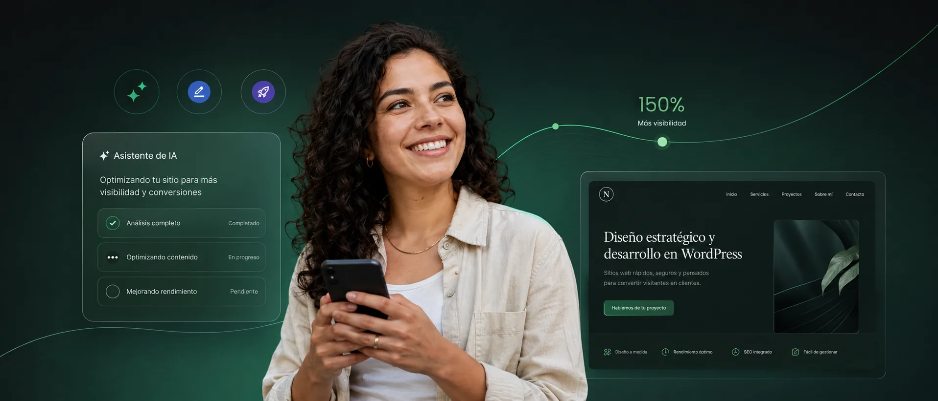 Mejor hosting Colombia: emprendedora con su sitio WordPress en HostingCenter, datacenter propio en Colombia